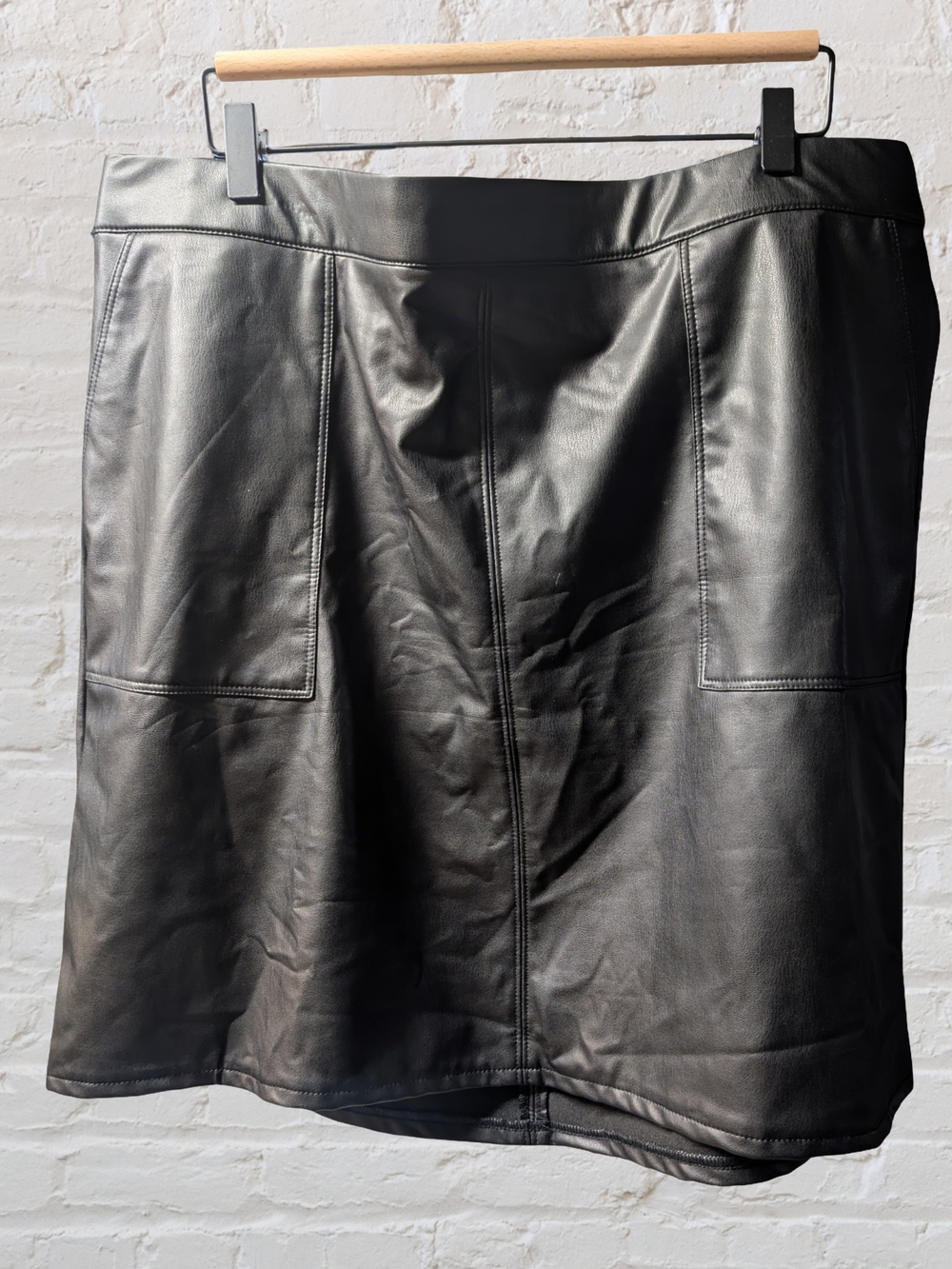 Black Faux Leather A-Line Skirt